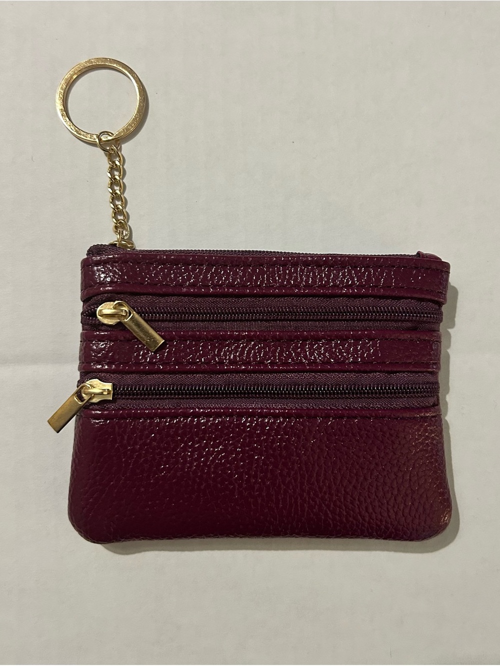 Women's Burgundy Zip Keyring Coin Pouch